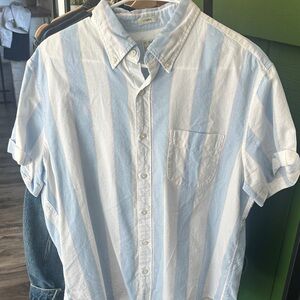 J. Crew Light Blue and White Casual Oxford Short Sleeve Shirt